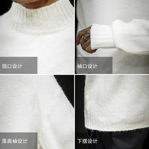 M19998加绒款-P65 半高领加厚加绒毛衣男大码胖子针织衫保暖外套图片