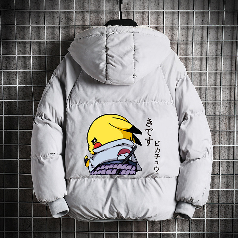 MY16036-P100皮卡丘卡通加厚加绒面包服加肥加大码男胖子衣,男装棉衣,电商A040A