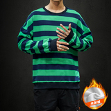 S6666加绒款-P50加厚加绒卫衣男加肥加大码网红宽松条纹长袖外套，男装卫衣，电商A040A