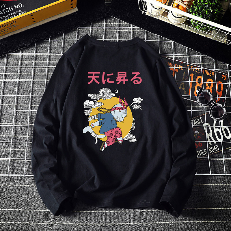 电商A040A-TX3012-P25月兔印花长袖t恤加肥加大码男胖子上衣服,男装T恤,电商A040A
