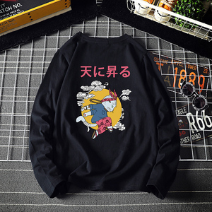 电商A040A-TX3012-P25月兔印花长袖t恤加肥加大码男胖子上衣服