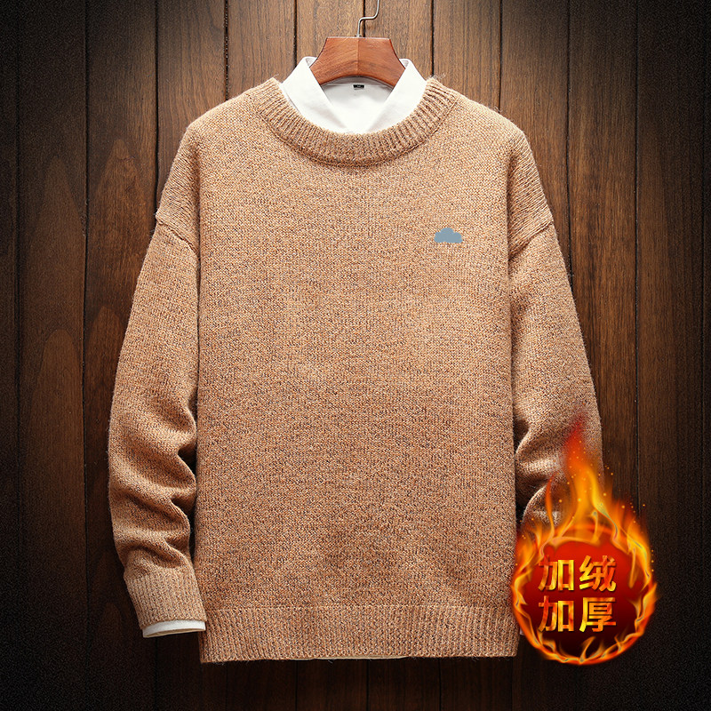 电商A040A-M19018加绒款-P65秋冬加绒宽松毛衣男线衫,男装针织衫/毛衣,电商A040A