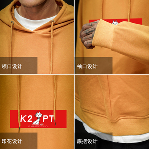 电商A040A-WY2024-P40 2023新款印花春秋连帽外套男大码胖子卫衣图片