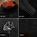 M18041加绒款-P65半高领加厚加绒毛衣男大码胖子针织衫保暖外套，男装针织衫/毛衣，电商A040A
