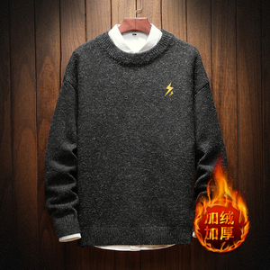 电商A040A-M19018加绒款-P65 秋冬加绒宽松毛衣男线衫图片