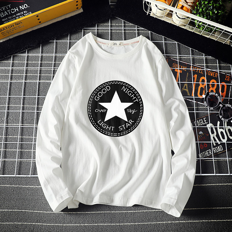 TX3008-P25五角星青少年长袖t恤加肥加大码男胖子打底衫小衫,男装T恤,电商A040A