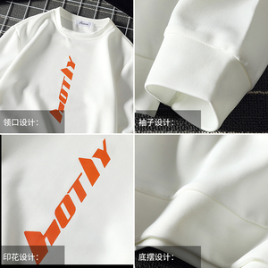 T4006-P25 帅气字母印花长袖t恤男大码胖子青年打底衫上衣外套图片