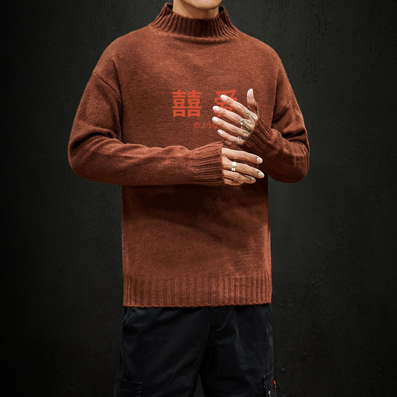 M18020-P45秋冬半高领毛衣男大码,男装针织衫/毛衣,电商A040A