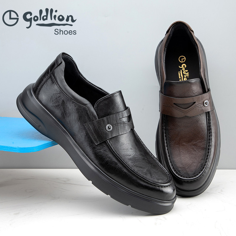 金利来男士皮鞋正品秋真皮圆头厚底一脚蹬商务休闲乐福鞋男鞋潮,流行男鞋,乐福鞋（豆豆鞋）,淘宝优惠券,粉丝福利购,淘宝优惠卷
