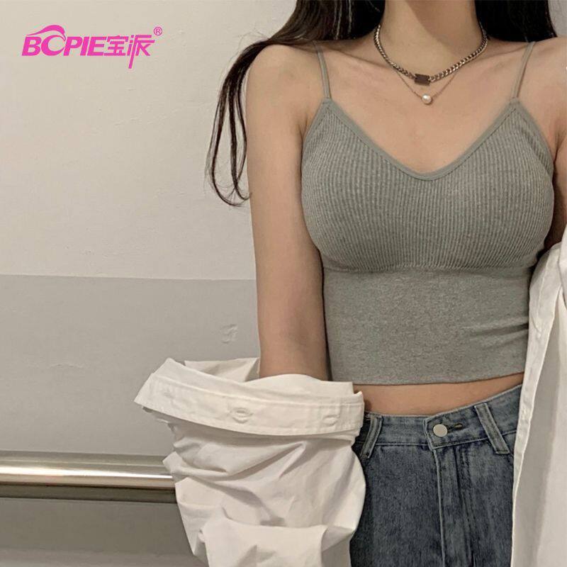 宝派夏季吊带背心带胸垫外穿内搭性感美背一体内衣打底抹胸上衣女