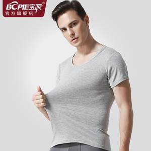男士短袖t恤夏季V领宽松衣服纯棉潮流白半袖韩版大码圆领体恤男装