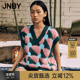 撞色V领休闲印花无袖 JNBY 江南布衣春夏针织毛衫 通勤背心外套女