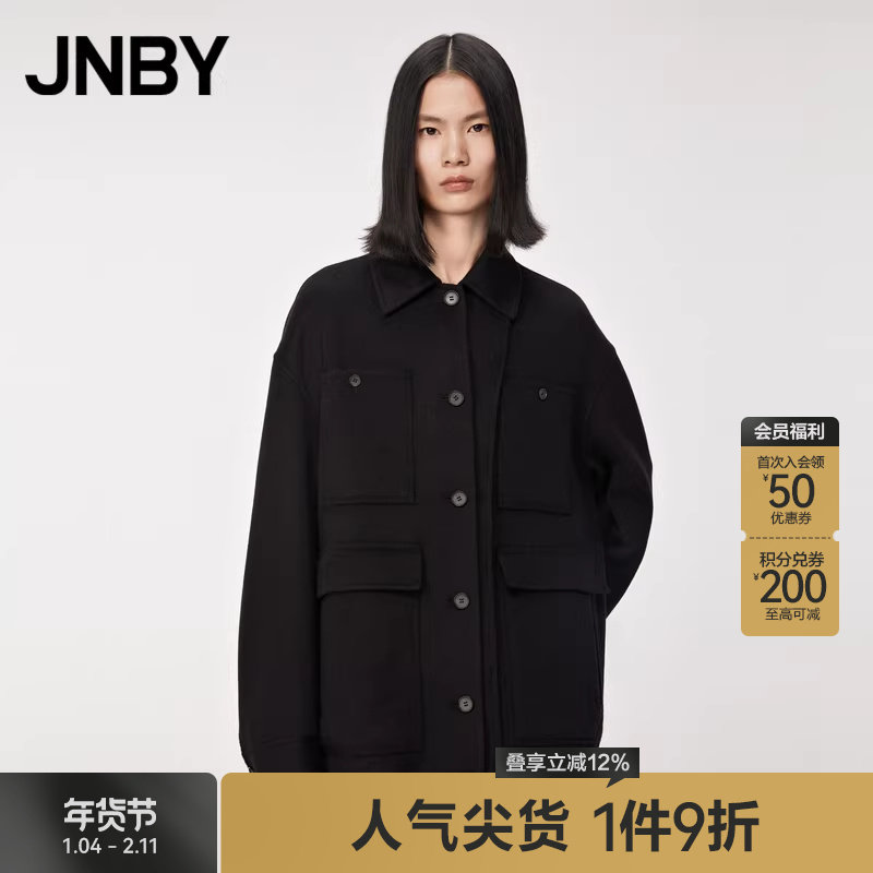 JNBY/江南布衣折扣秋冬毛呢翻领夹克单排扣长袖工装外套通勤女,女装/女士精品,短外套,淘宝优惠券,粉丝福利购,淘宝优惠卷