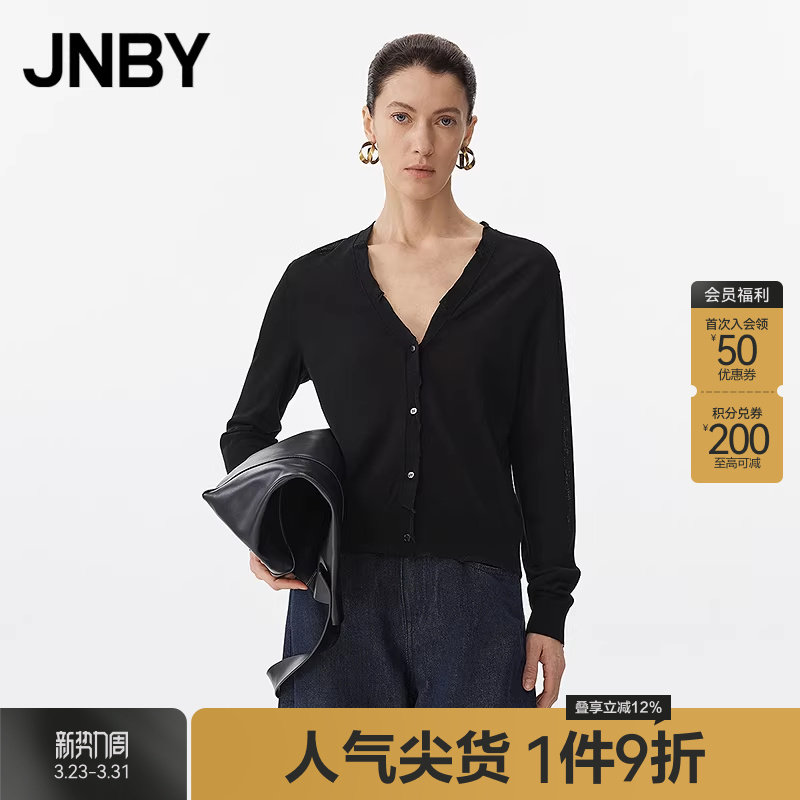 【早春上新】JNBY/江南布衣25春毛衫女V领开襟修身通勤5P2