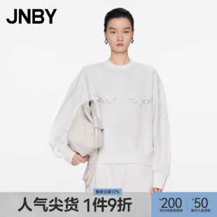 江南布衣春秋卫衣宽松套头圆领立体图形宽松毛圈布5O9415980 JNBY