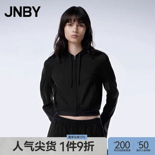 卫衣连帽开襟短款 JNBY 江南布衣春秋季 开衫 女 休闲通勤内搭插肩袖