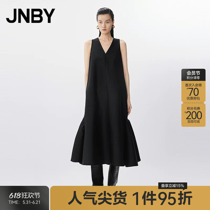 【春夏上新】JNBY/江南布衣春夏连衣裙无袖V领A型5P5G10720