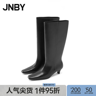 江南布衣秋冬高筒靴女简约牛皮革7O0M15760 JNBY