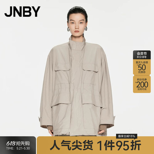 JNBY/江南布衣春秋风衣立领工装外套女极简宽松大气休闲5O7910630