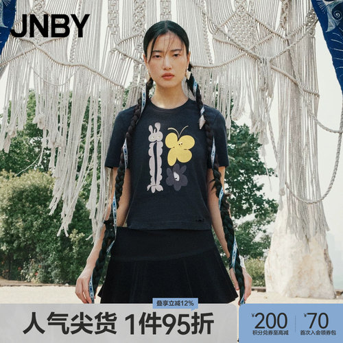 JNBY正肩圆领T恤印花短袖