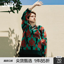 JNBY 拼色马海毛 江南布衣折扣秋冬毛针织衫 潮流印花V领撞色毛衫