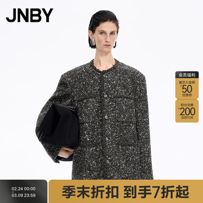 【商场同款】JNBY/江南布衣25冬新品呢大衣无领宽松长袖5P0812120
