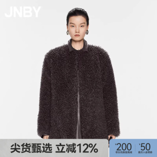 江南布衣春秋仿皮草羊羔毛外套女抽绳宽松纯色环保5O9A12080 JNBY