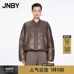 JNBY/江南布衣秋冬短款羽绒服立领时髦复古休闲PU皮5OAC12300