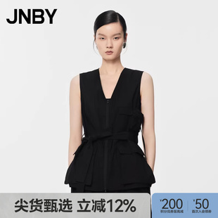 V领纯棉马甲收腰修身 JNBY 江南布衣夏季 女装 风系带简约通勤 工装