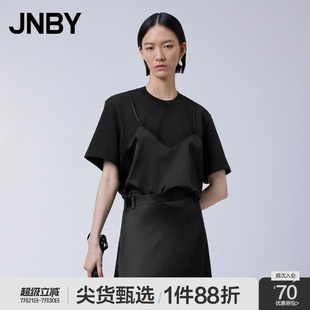 江南布衣春秋折扣T恤假两件宽松简约圆领短袖 JNBY 女5O2114760