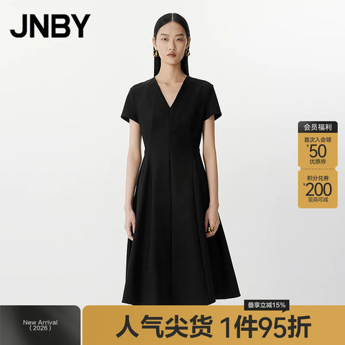 【春夏上新】JNBY/江南布衣春夏连衣裙V领气质修身裙子5P4G13030
