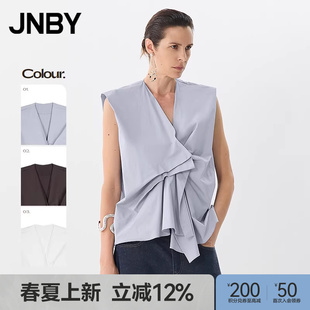 无袖 V领宽松5P5214080 衬衫 江南布衣25夏新品 早春上新 JNBY