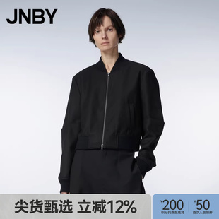 江南布衣秋冬毛呢夹克棒球服短外套镂空简约通勤开襟上衣女 JNBY