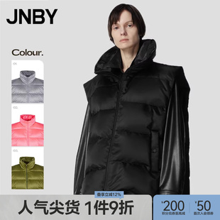 JNBY/江南布衣秋冬羽绒马甲外套女宽松立领短款通勤上衣冬季女款