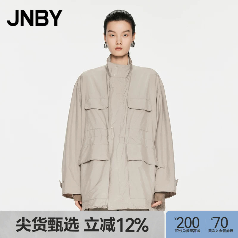 JNBY/江南布衣春秋风衣立领工装外套女极简宽松大气休闲5O7910630