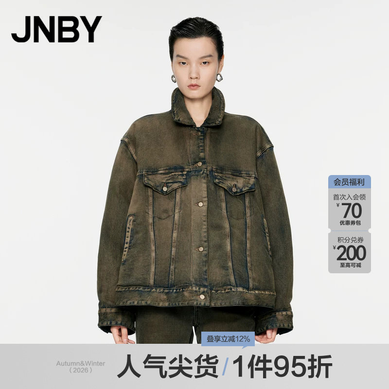 JNBY/江南布衣春秋羽绒服宽松翻领复古牛仔外套长袖5O9C12430图片