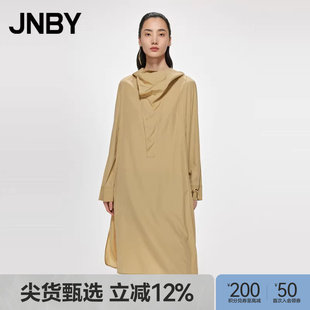 通勤女中长款 宽松立领女 江南布衣折扣春夏连衣裙A字长袖 JNBY