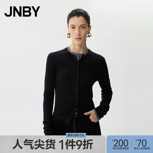 【春夏上新】JNBY/江南布衣25春毛针织衫圆领开襟5P2311300