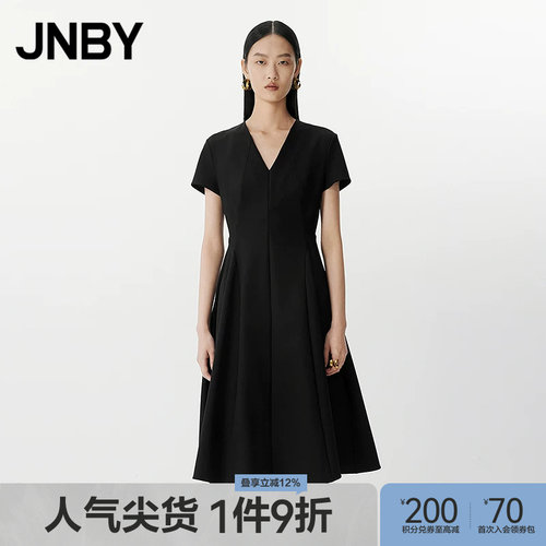 【春夏上新】JNBY/江南布衣春夏连衣裙V领气质修身裙子5P4G13030