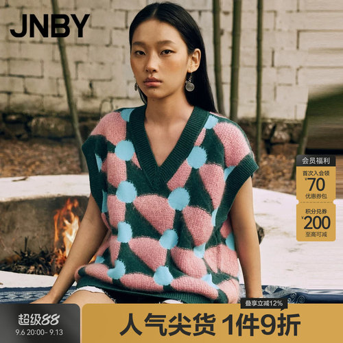 无袖V领毛针织衫JNBY/江南布衣