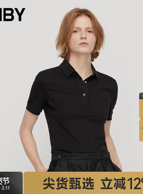 JNBY/江南布衣22秋新品T恤polo领中袖修身短袖女A型5M5101010