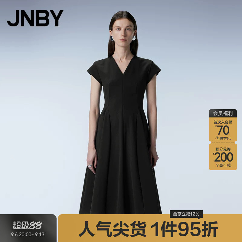 褶皱设计S型女V领连衣裙图片