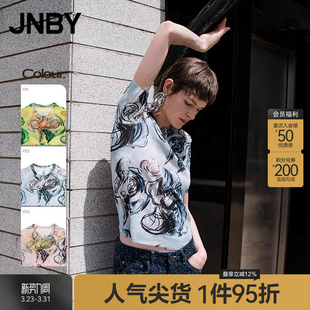 早春上新 修身 JNBY T恤短袖 圆领5P4113940 江南布衣25夏新品