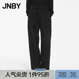 休闲简约高腰含绵羊毛长裤 通勤女 江南布衣折扣秋冬直筒裤 JNBY