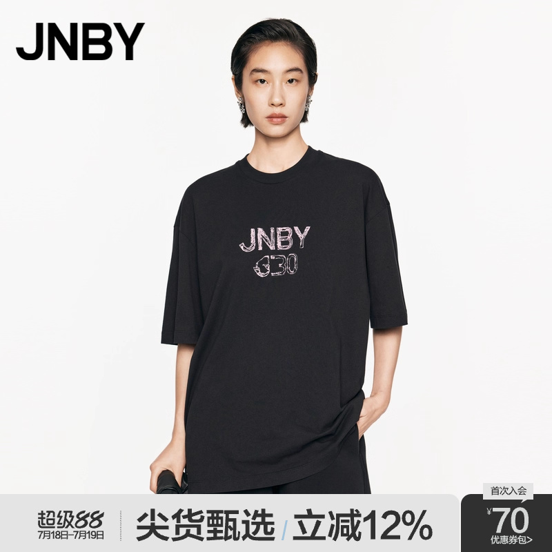 【三十周年系列】JNBY/江南布衣春秋T恤女绣花宽松短袖5O8112400