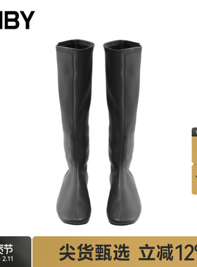 JNBY/江南布衣春秋羊皮革高筒靴女平底薄底柔软百搭高级7O9M15590