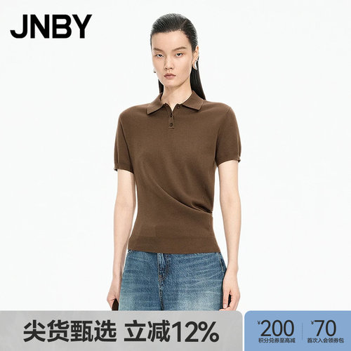 【秋冬上新】JNBY/江南布衣25秋新品毛衫短袖套头polo领5P7314130