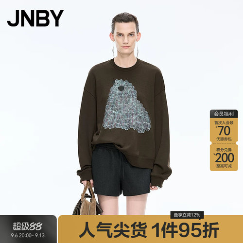 【秋冬上新】JNBY/江南布衣25秋卫衣宽松圆领套头5P8410470