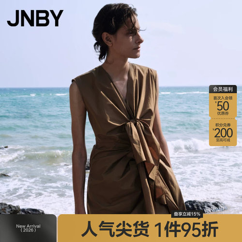 【断码清仓】JNBY/江南布衣夏连衣裙复古V领无袖5N4G13760
