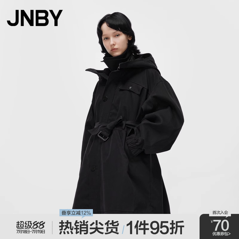 JNBY/江南布衣连帽宽松连帽风衣